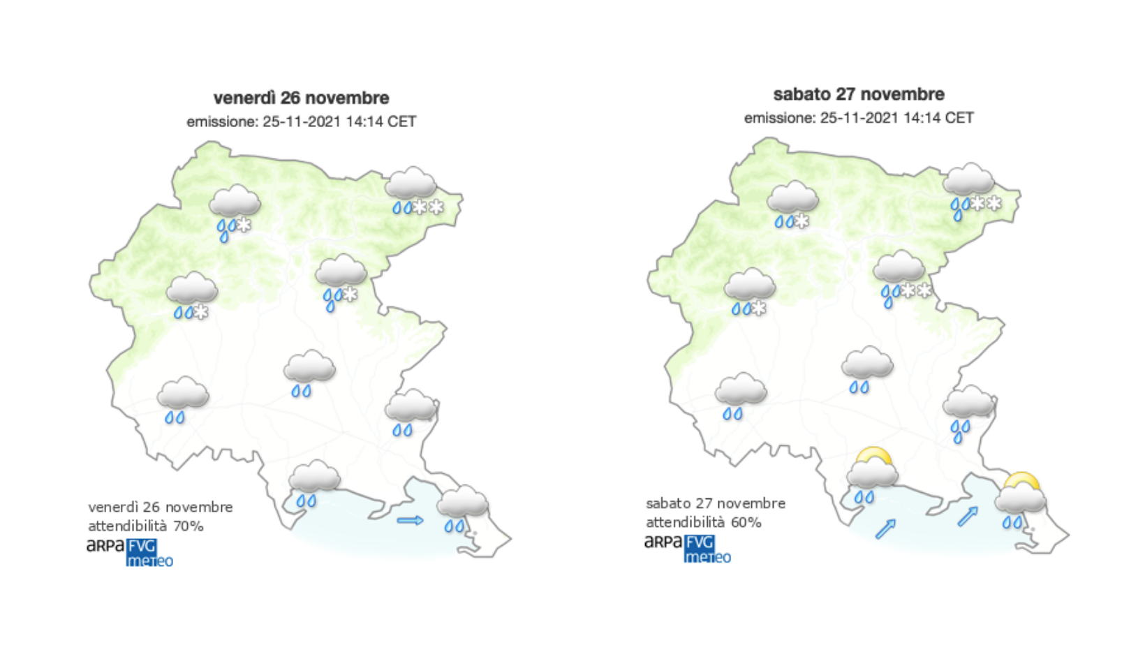 Immagine per Meteo, la depressione porta maltempo nel weekend in Fvg